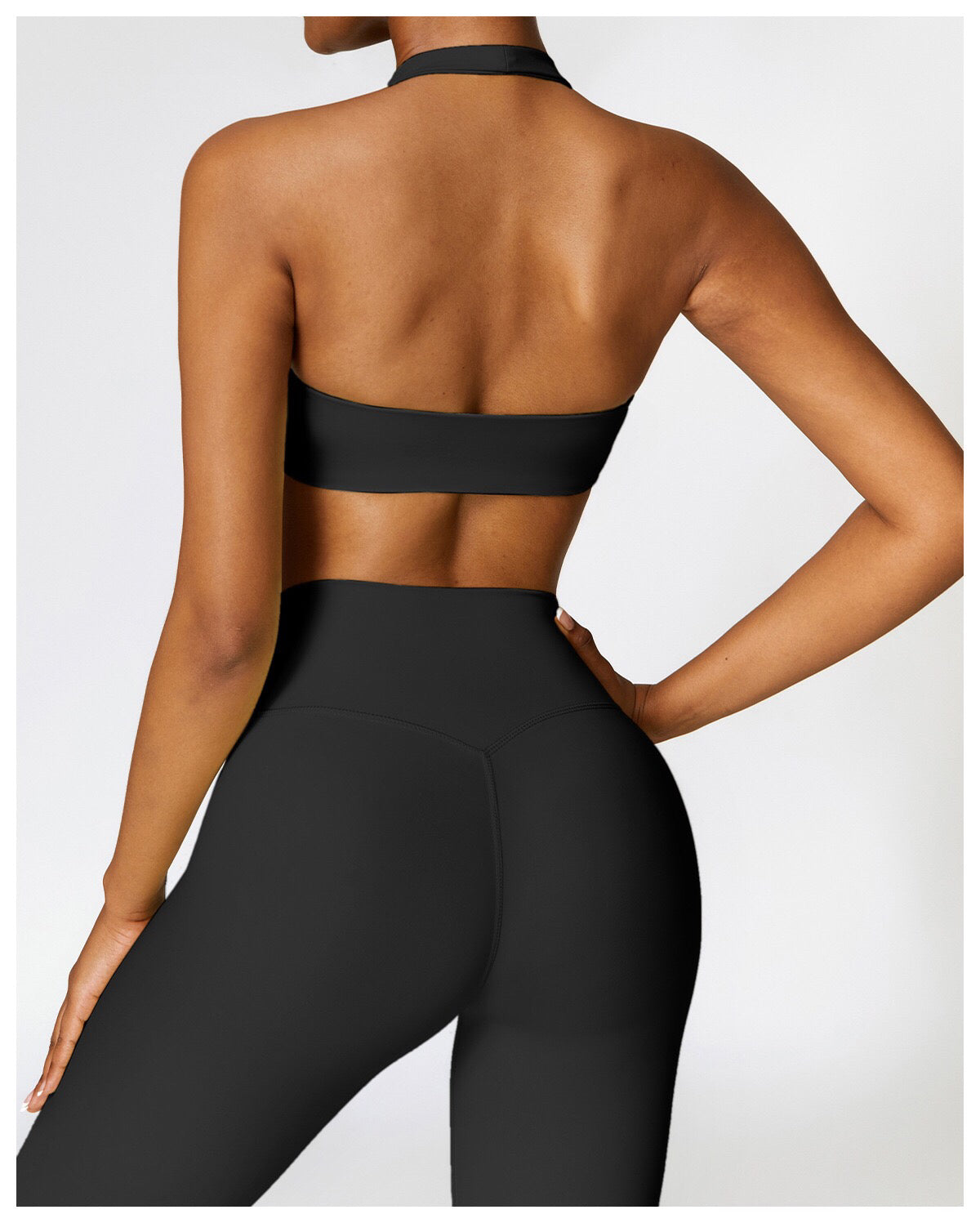 Halter Bra & High-Waist Leggings Set in Black