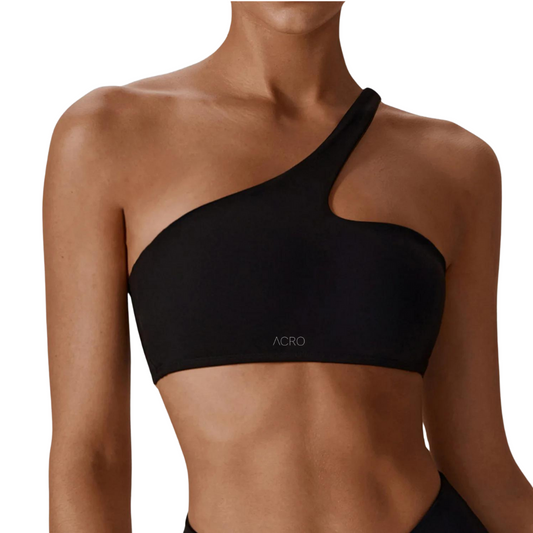 Ivy One Shoulder Bra and Leggings Set in Black