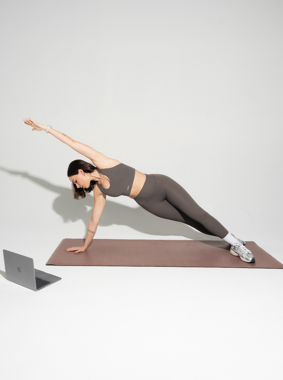 Halter Cropped Top & High-Waist Leggings Set in Dark Grey