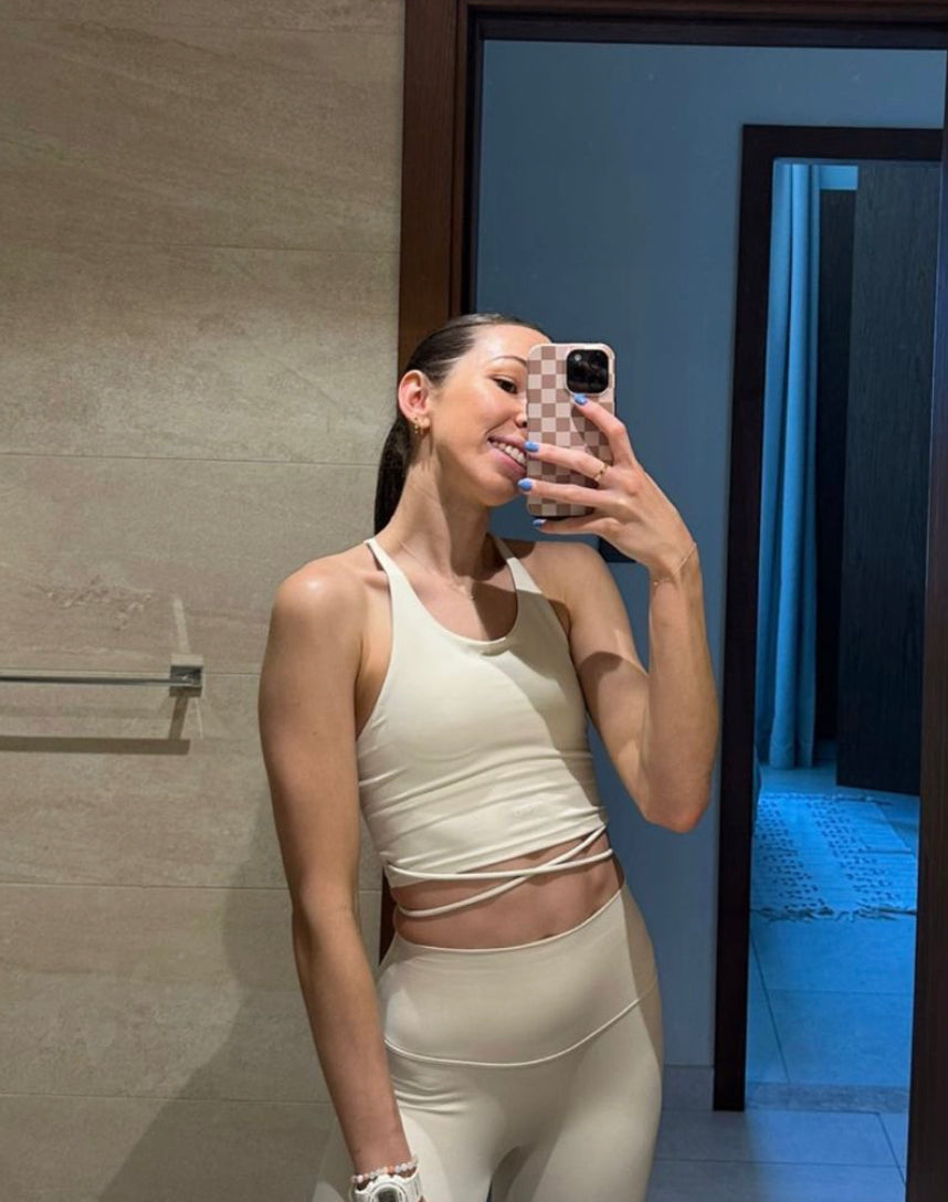 Milk Cross Back Top and Leggings Set