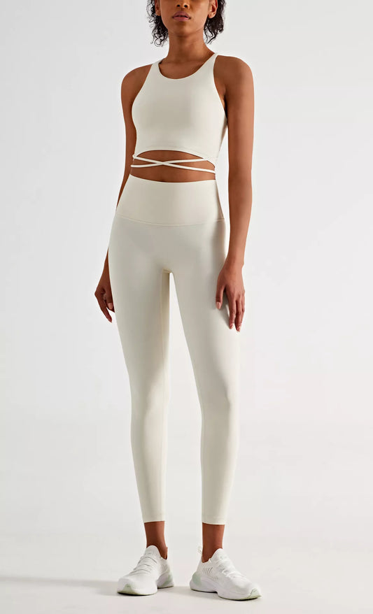 Milk Cross Back Top and Leggings Set