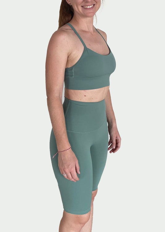 Bra Top and Biker Shorts Set in Mint