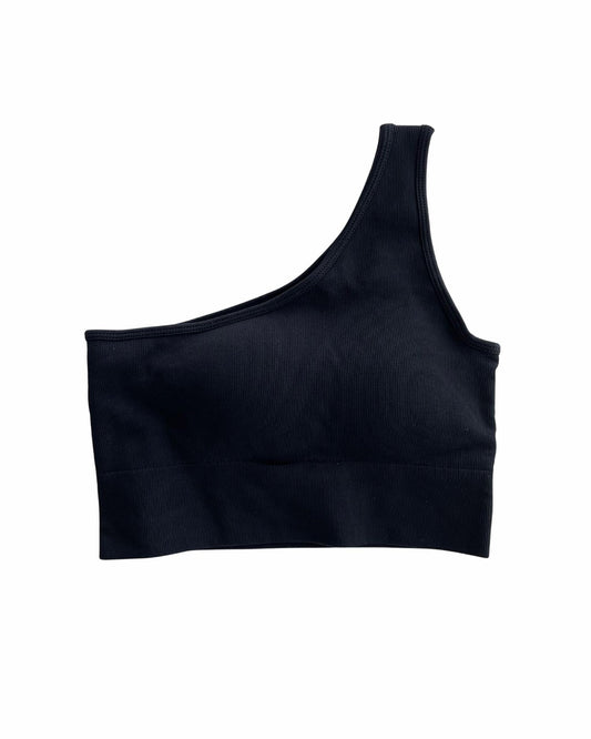 Ribbed One-Shoulder Top